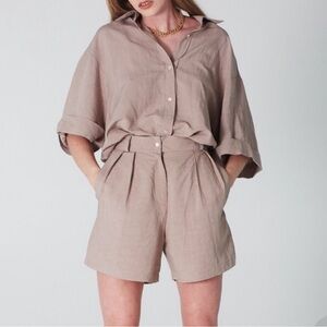 NWT Uncle Studios high waisted linen blend shorts